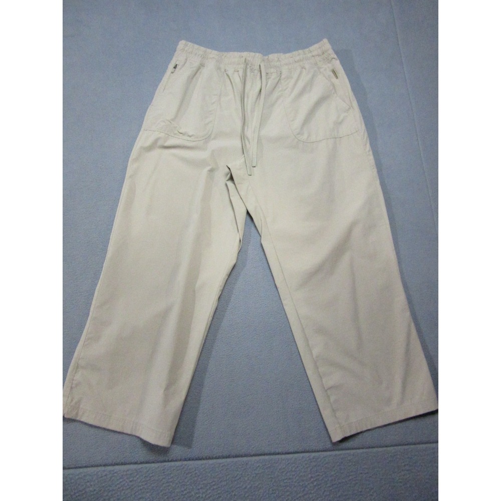 Gerry Pants Womens Large Beige Stretch Ripstop Hiking Capri Outdoor Drawstring